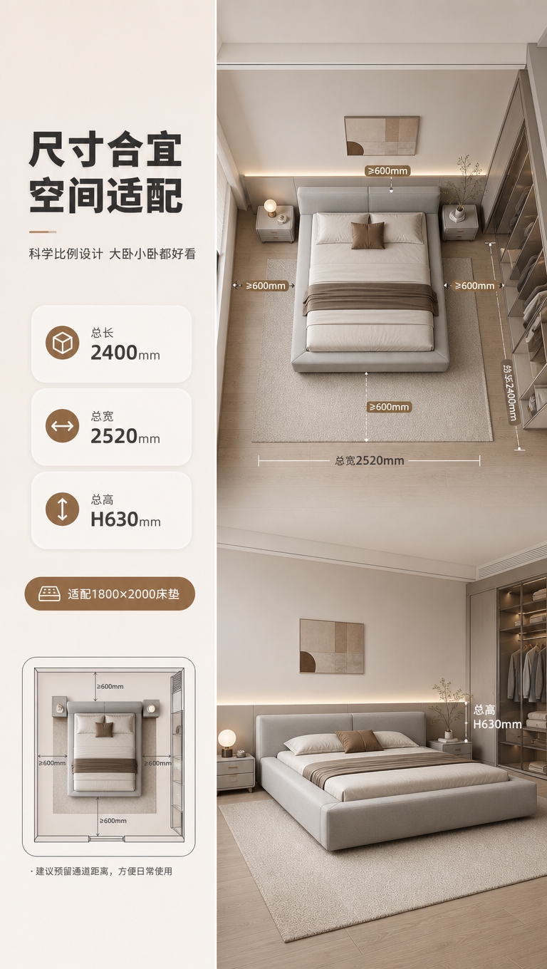 [商品] 使用【图1】意式简约布艺软包床；保留床体整体结构、比… - 图片创意预览