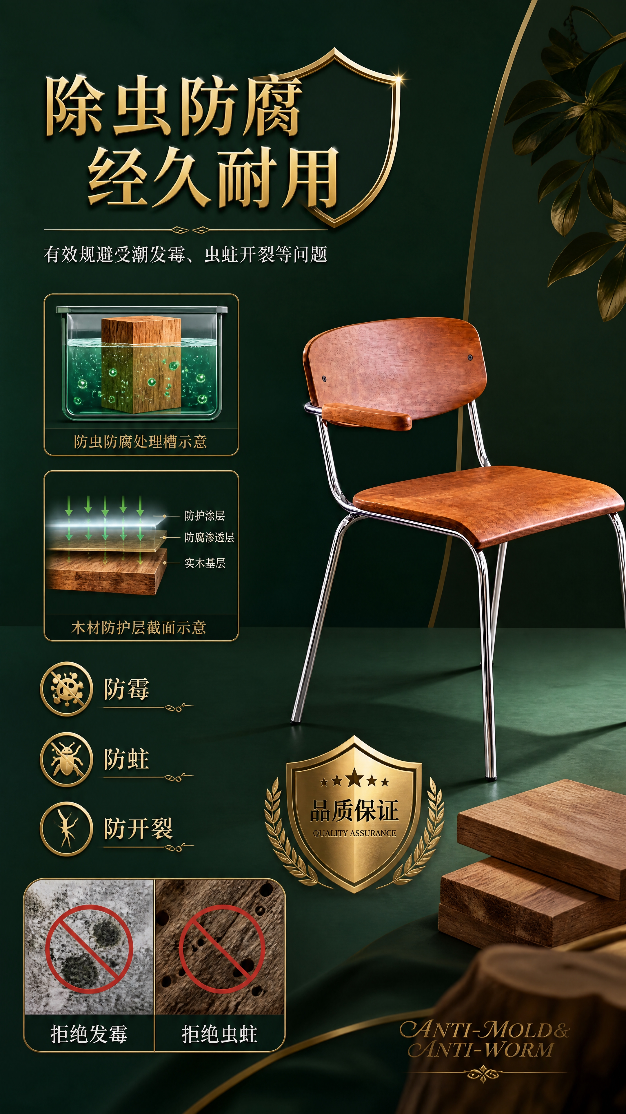 [第3张] 详情页卖点页-除虫防腐工艺防霉防蛀解析。本张使用【… - 图片创意预览