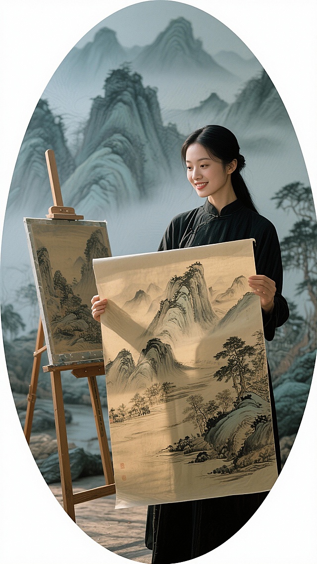 請仔細分析以下的歌詞,包含意境,意義,氛圍...等,不要遺漏任何細節,分析後,請生成切合這首歌詞意境與風格的20張分鏡圖,圖片風景美麗,山水壯麗,色彩艷麗,女的美麗可愛,男的帥氣英挺,圖片與圖片之間要求要有強烈的相關聯,且人物,環境,文化背景,風格,腳色等都要一致性,要求所有的圖片尺寸為"9:16", 電影唯美真人寫真風格,32K超高畫質,確保圖片裡不要有任何文字,也不要有血腥,戰爭,流血的任何畫面,畫面要求有張力,能觸動人心,引發共鳴,大師史詩級作品 :

"
[Verse]
水墨丹青勾勒你的眉眼
青衣長衫掩不住你風華
執筆為你寫下千言萬語
落款處是我深情的名字啊
你轉身的瞬間衣袂飄飄
像畫中仙子下凡塵世
我願做那支畫筆
將你永遠留在畫卷裡

[Pre-Chorus]
一筆一畫都是思念
墨色深淺訴衷腸

[Chorus]
墨染青衣畫中人
這相思入骨三分
就算時光匆匆流逝去
就算容顏會老去
這幅畫裡你永遠年輕
是我心中最美風景
"