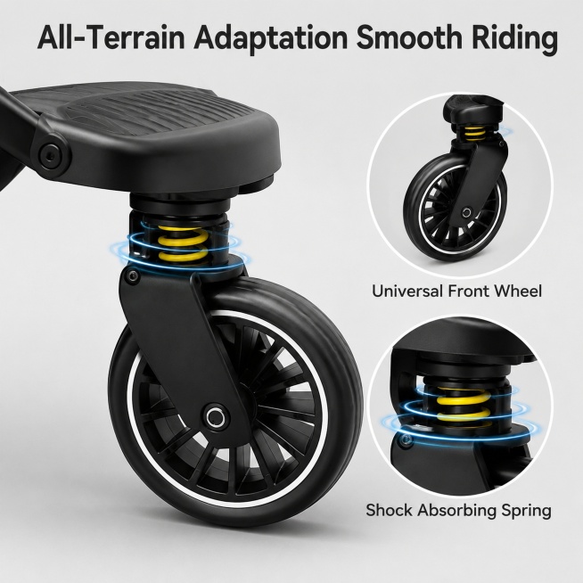 [主图-3] All-terrain shock absorption detail display. The overall style is uniform, with light gray lo预览效果