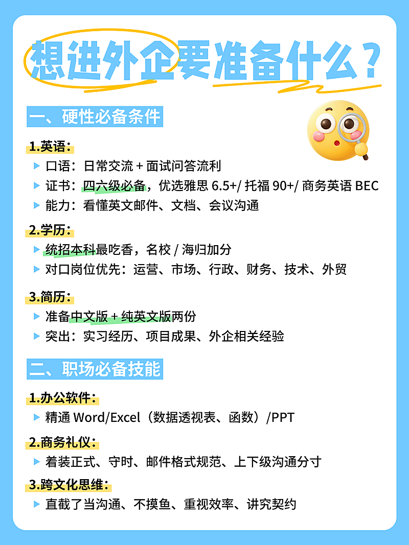 进外企准备干货分享小红书内页文字配图