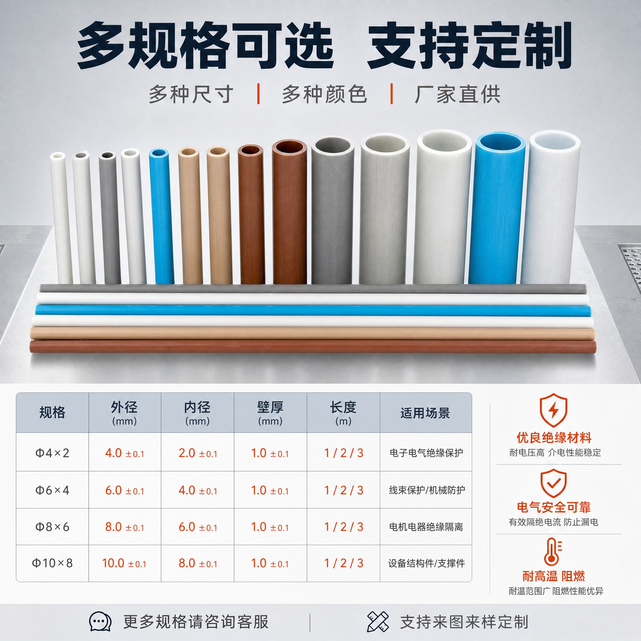 [主图-5] 玻璃纤维增强复合空心管材 多规格SKU阵列 尺寸… - 图片创意预览