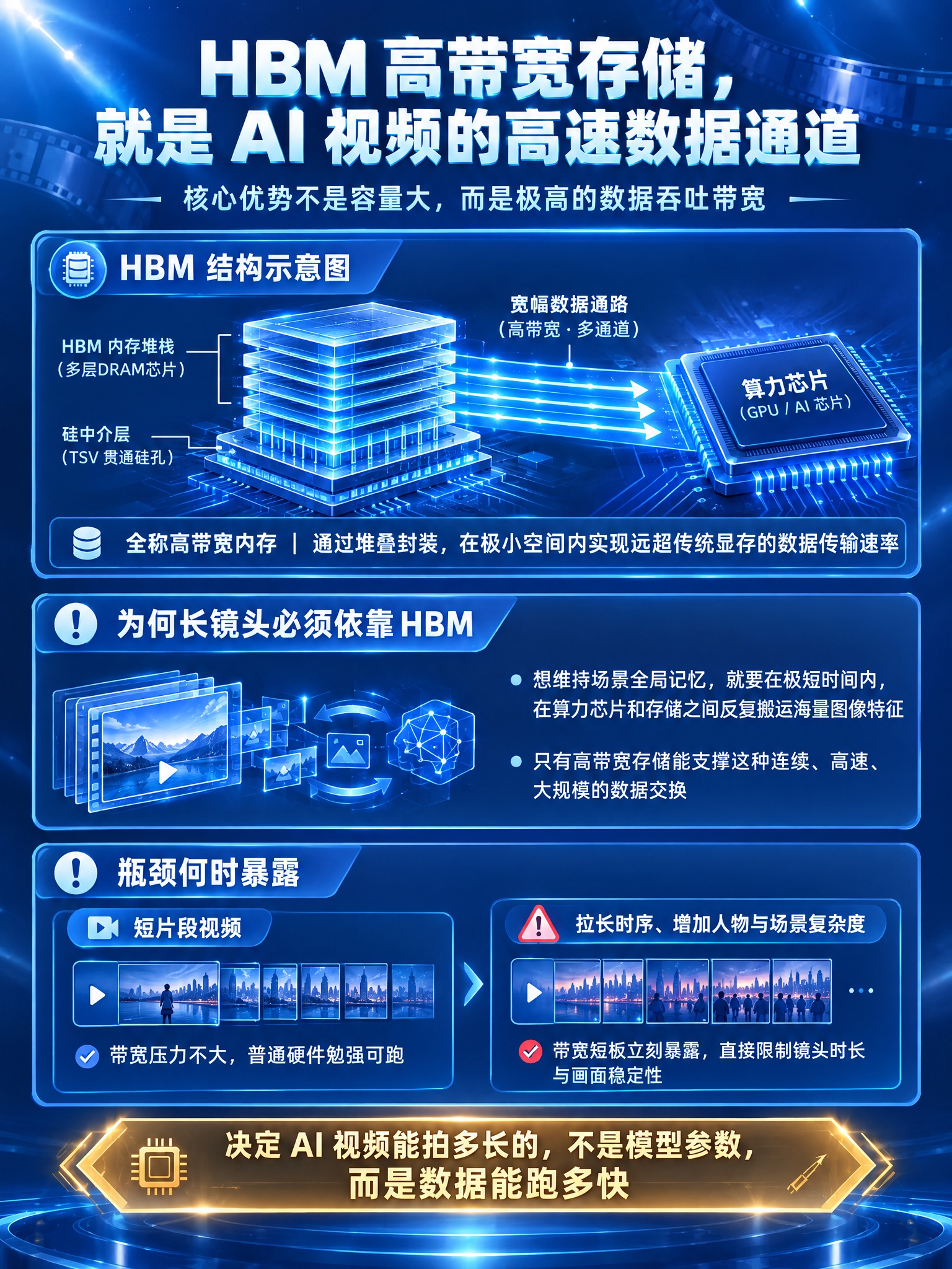 参照这张图的低饱和深空蓝科技插画风格，生成一张新的 HBM 技… - 图片创意预览