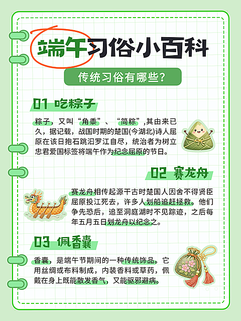端午节习俗百科知识科普手账风小红书封面