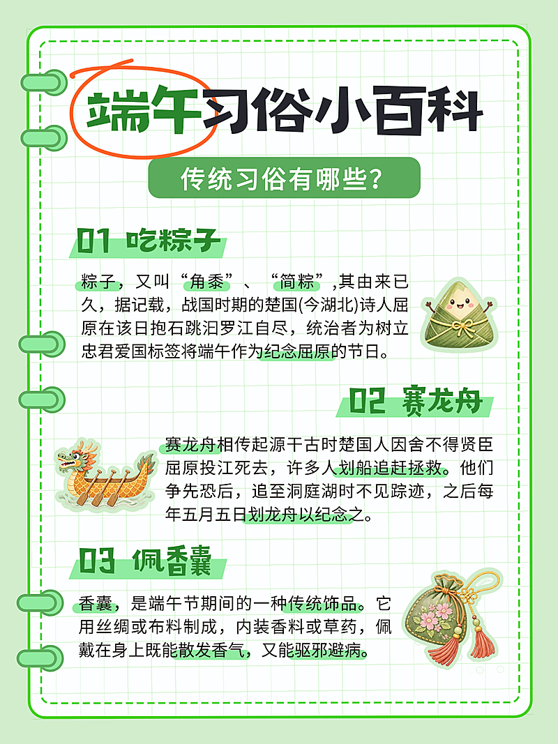 端午节习俗百科知识科普手账风小红书封面