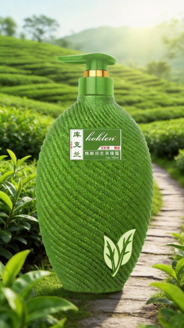 将背景替换为清新的绿色茶园场景，充满自然氛围预览效果