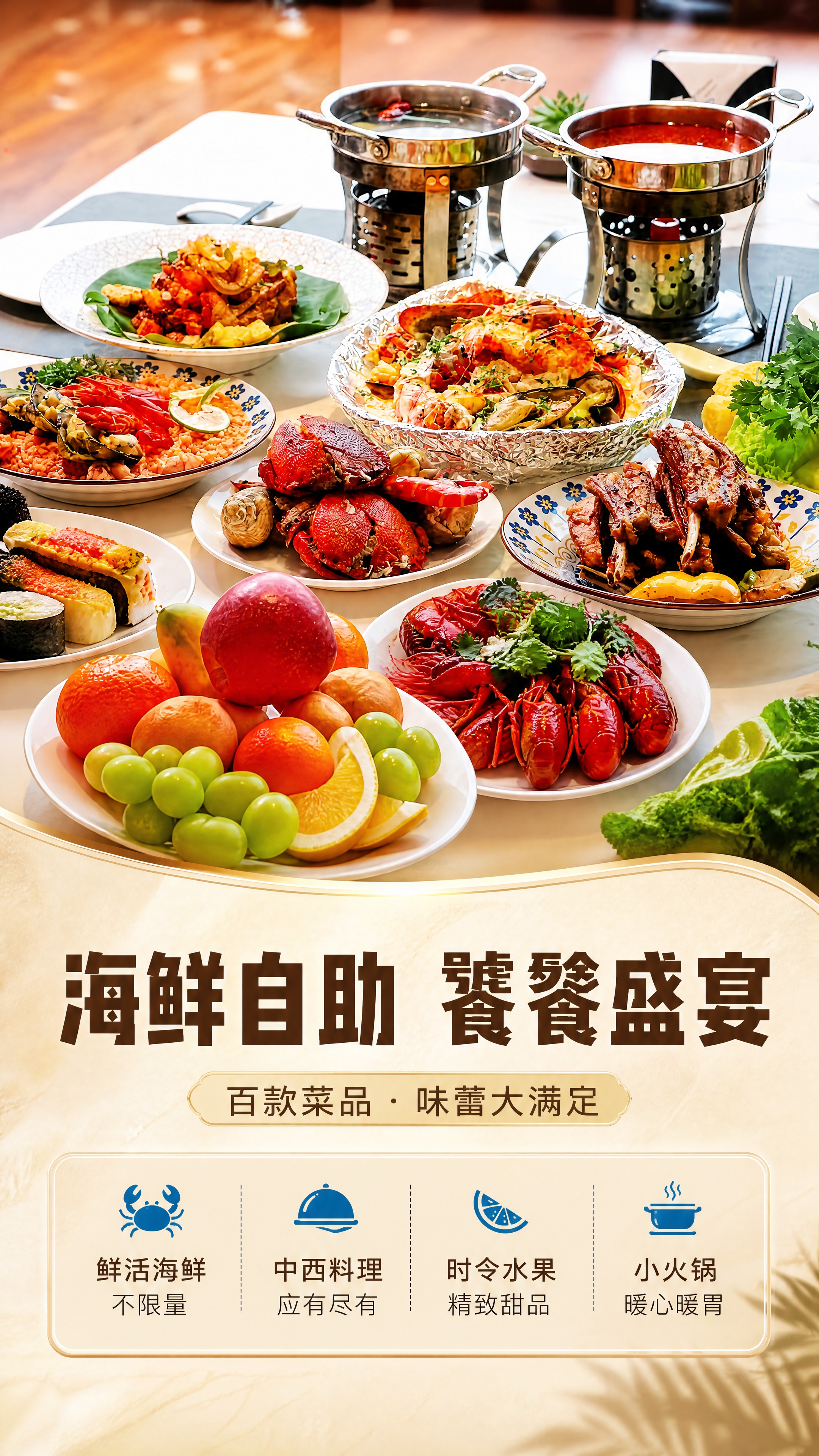 [商品] 使用【图6】海鲜自助餐饮图；保留丰富菜品：小龙虾、蟹… - 图片创意预览