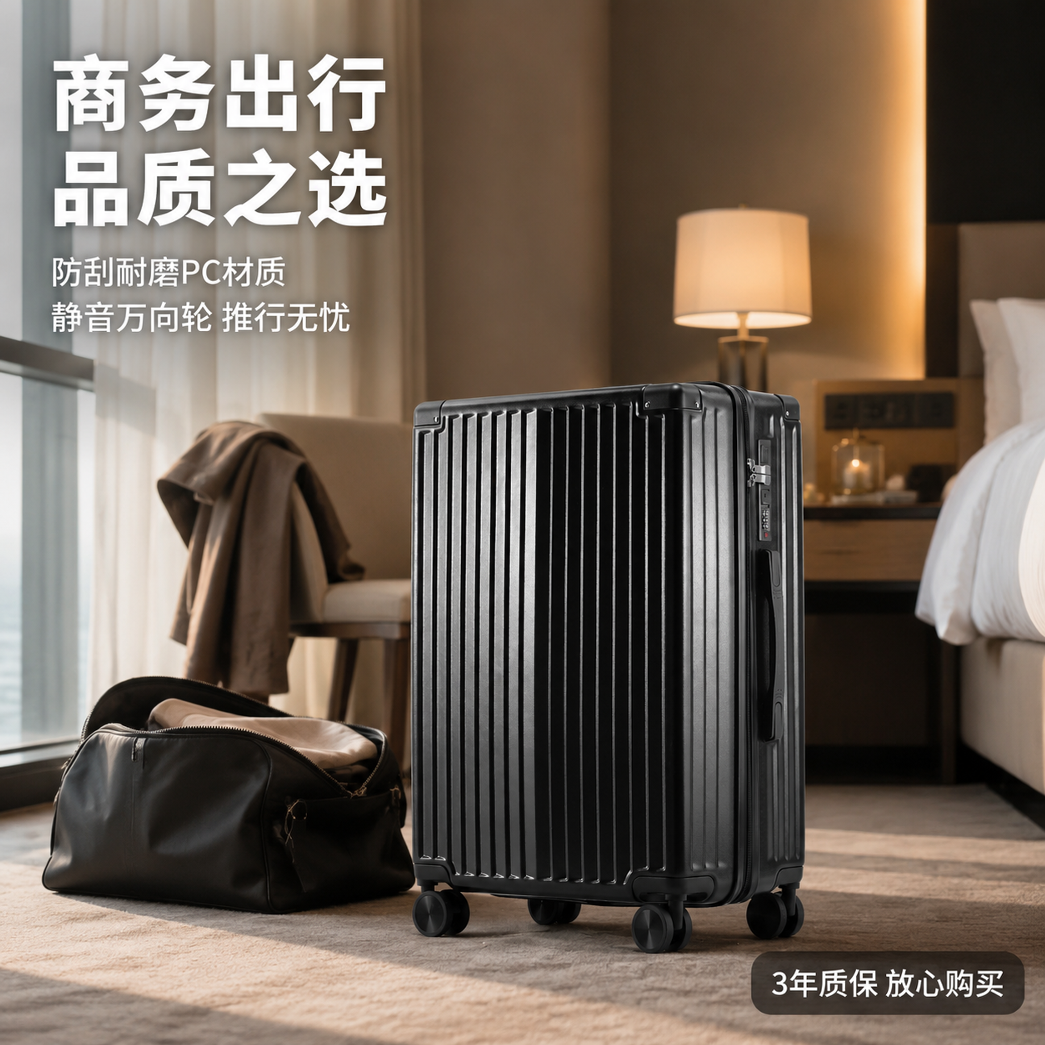 [主图-7] 酒店旅行场景 行李箱放置在客房内 营造使用场景… - 图片创意预览