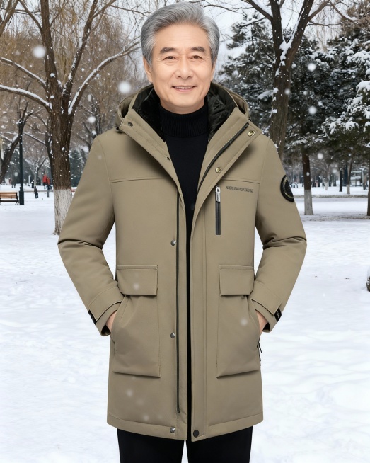 一个中国男性60岁模特穿上图片上的衣服，姿势不同，拍摄风格，五张相似场景的套图预览效果