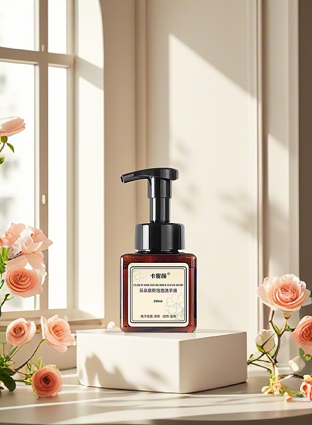 窗边，被柔美光线与烂漫粉玫瑰簇拥， 尽显雅致与温柔