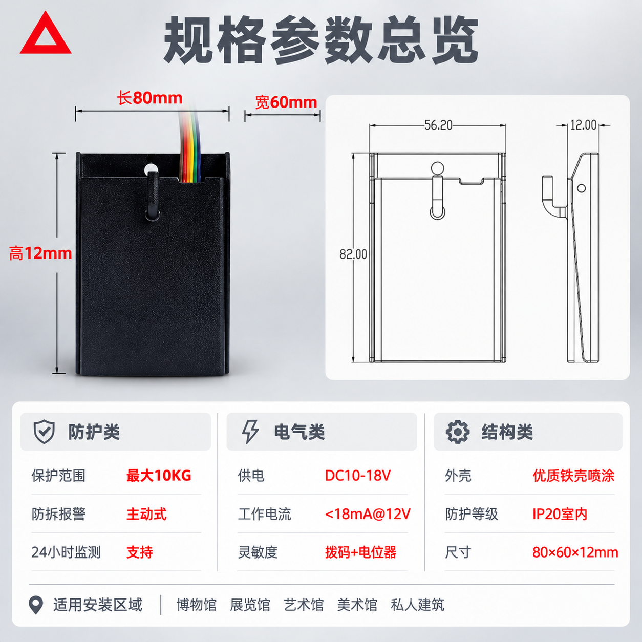 [主图-5] 规格尺寸与完整参数总览，LL-010挂画拉力探测… - 图片创意预览