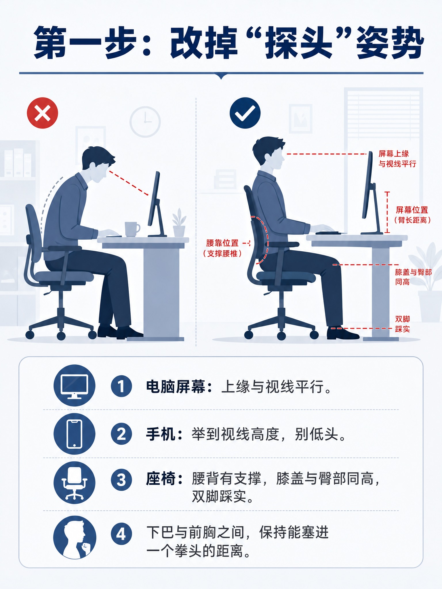 生成一张竖版3:4健康科普信息图插画（扁平矢量风格，办公室场景… - 图片创意预览