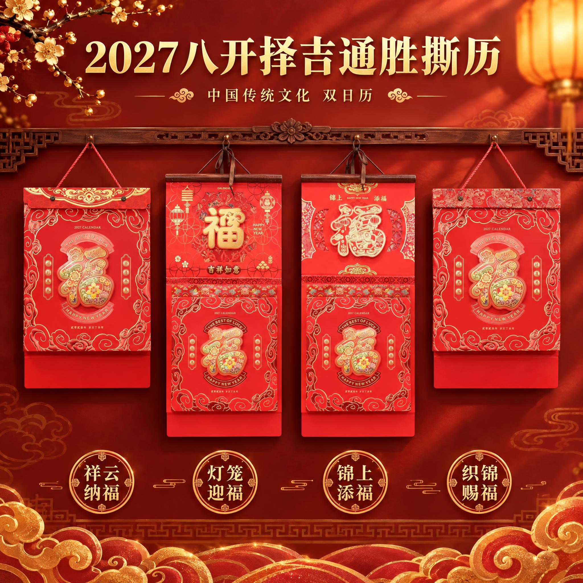 仅替换背景，四款撕历挂历必须100%保留原图的所有细节，包括每… - 图片创意预览
