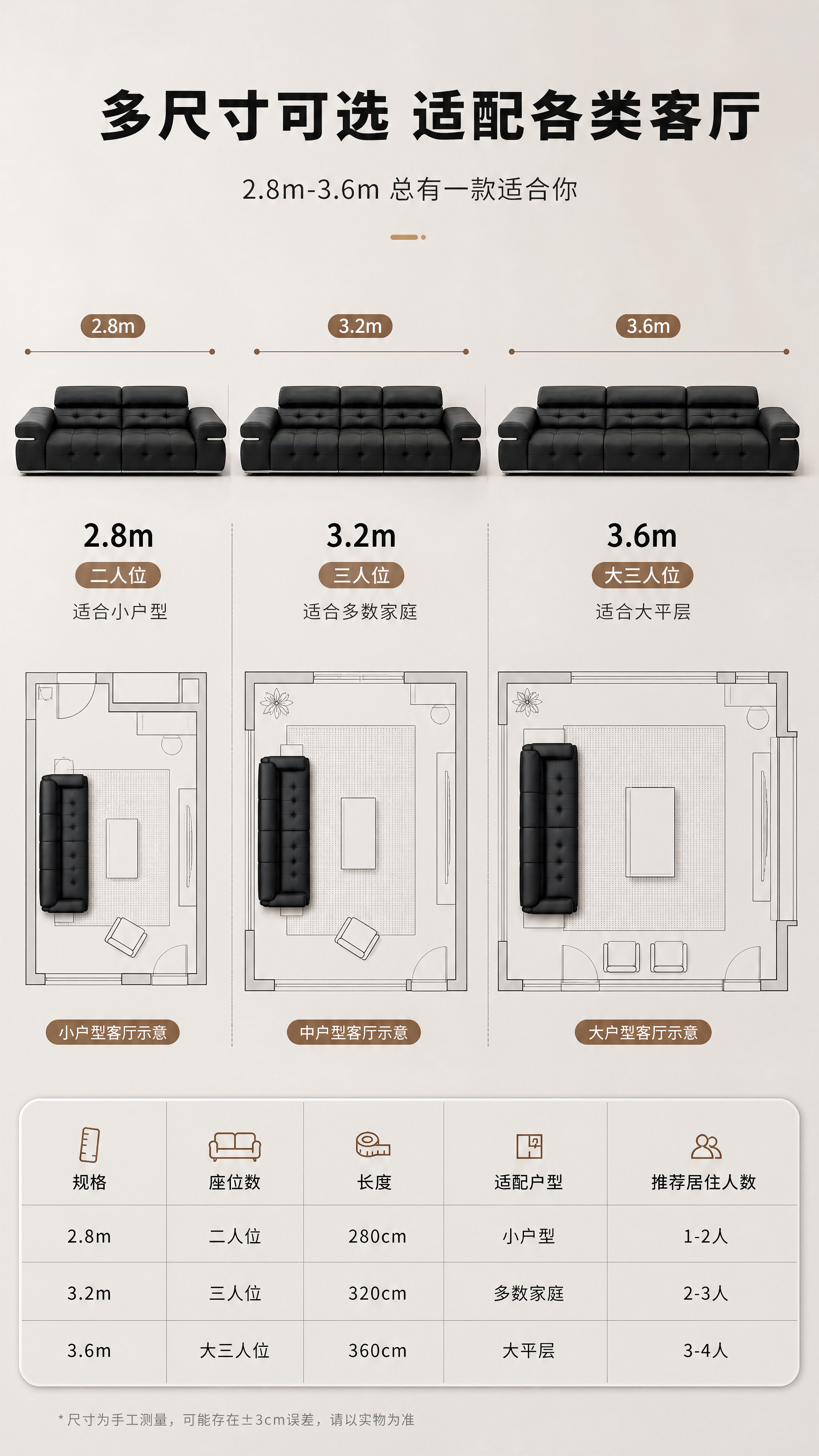 [商品] 使用【图1】黑色意式拉点软包真皮沙发；保留三人位结构… - 图片创意预览