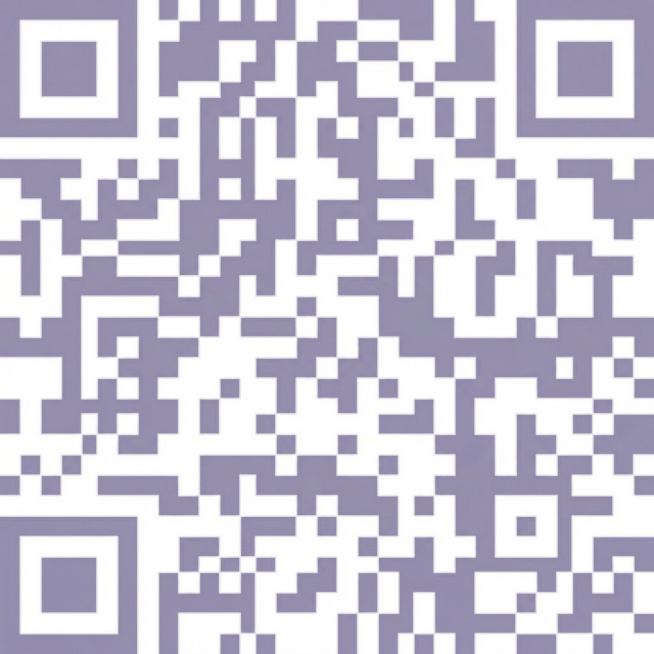 保持二维码的所有图形和结构完全不变，仅将二维码的黑色模块修改为淡淡的烟熏紫色，白色背景保持不变预览效果