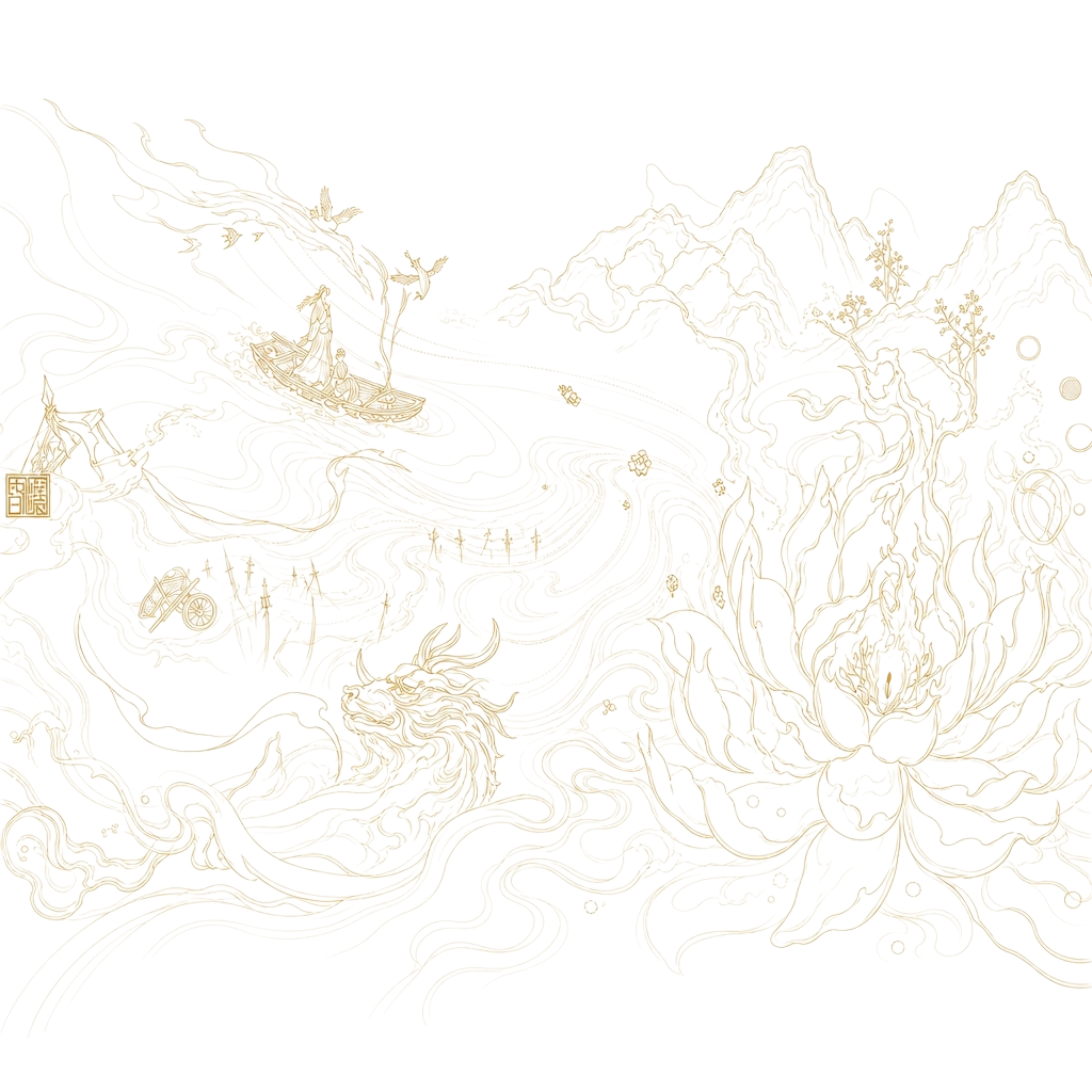 将这幅金色线稿的线条变得更细更清晰，线条精致细腻，干净利落，去… - 图片创意预览