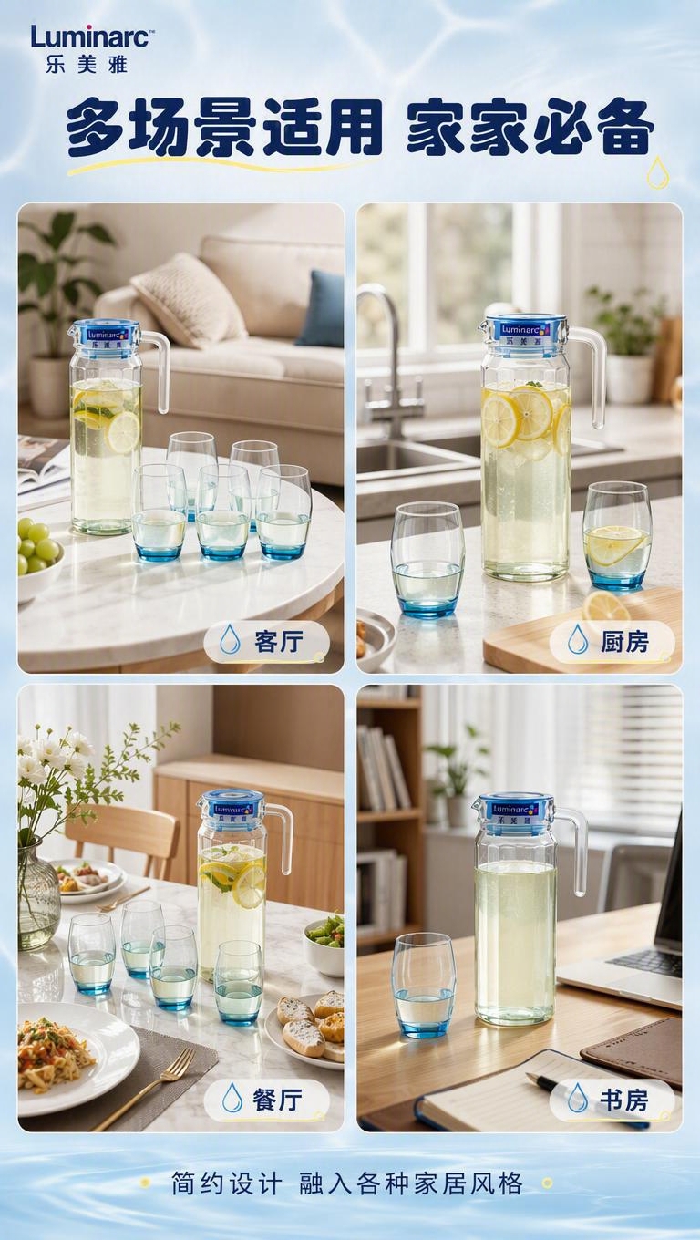 [商品] 使用【图1】乐美雅玻璃冷水壶套装，保留玻璃材质、蓝色… - 图片创意预览