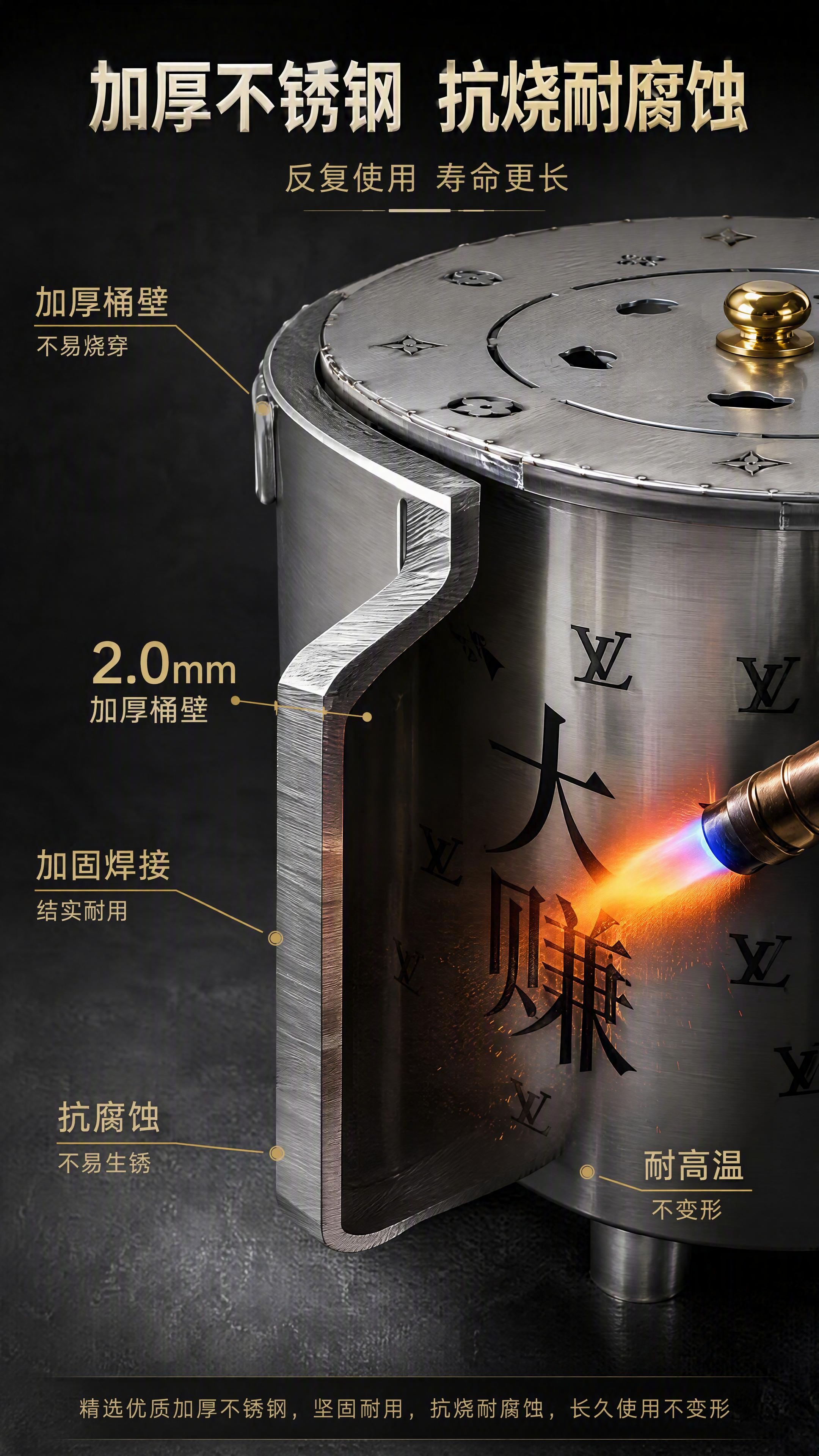 第3张 材质工艺解析-加厚不锈钢耐高温抗烧。本张使用【图1】大… - 图片创意预览