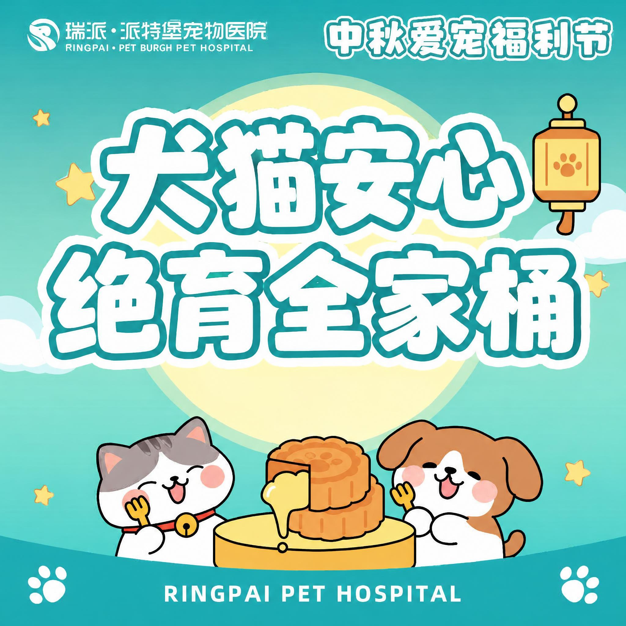 将图片中间的大字'犬猫超声刀'修改为'犬猫安心绝育全家桶'，保… - 图片创意预览