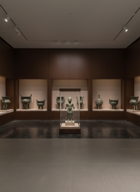 将空展会场景变成青铜博物馆展厅，展品昂贵预览效果