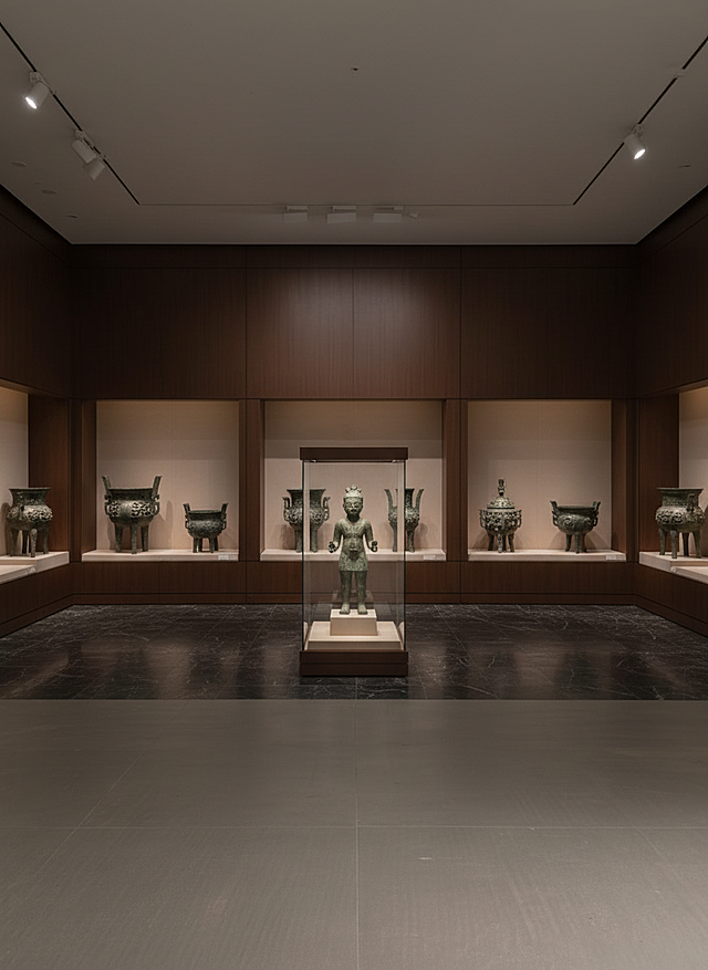 将空展会场景变成青铜博物馆展厅，展品昂贵
