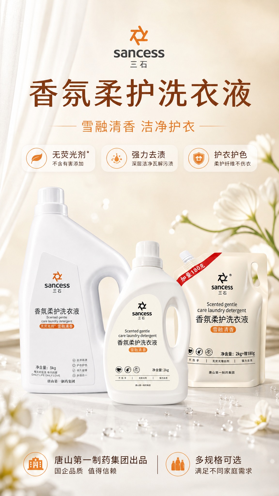 一张9:16竖版洗衣液宣传海报，写实商业摄影风格，洁净明亮的居… - 图片创意预览