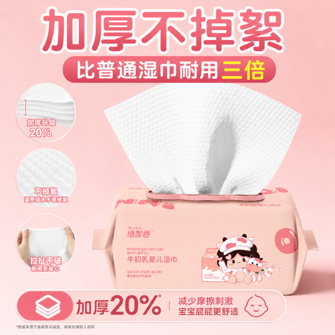 「图片1」，生成电商主图（10张），商品名称是维妮香牛初乳湿巾，卖点是原卖点	升级为通用 / 差旅场景的 “抓眼球话术”	覆盖人群 0 酒精 0 香精	「全肤质通吃！敏皮、孕妈、宝宝都能放心用」	母婴预览效果