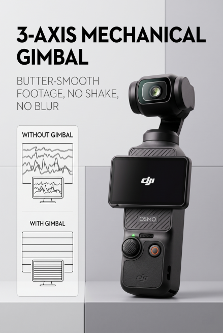 严格还原参考图中的 DJI Osmo Pocket 3 产品，包括哑光黑机身颜色、DJI/OSMO 品牌 LOGO 位置、文字内容、云台镜头结构等所有细节，产品尺寸约 139.7 × 42.2 × 3预览效果