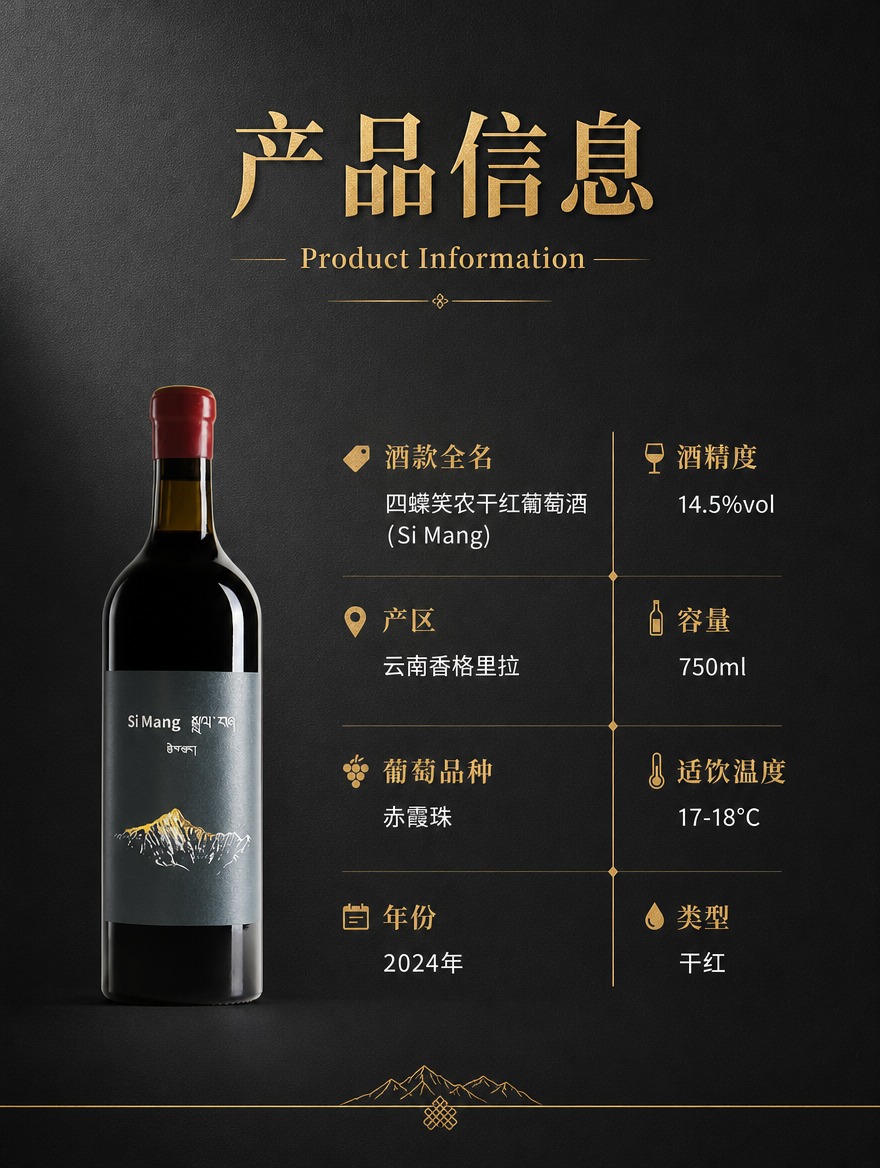 [商品] 使用【图2】四蟒笑农干红葡萄酒瓶；保留深灰酒标、金色… - 图片创意预览