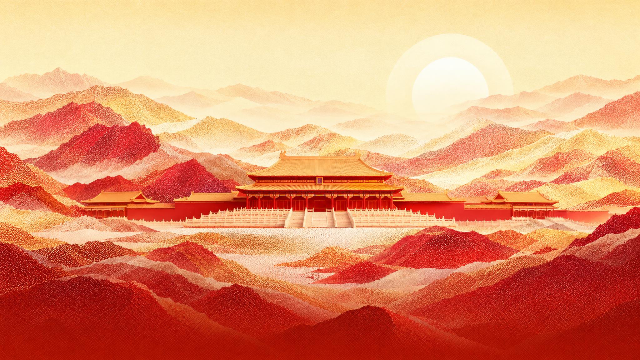 将这张竖版插画改为横版16:9构图，保持原有的国潮颗粒质感风格… - 图片创意预览