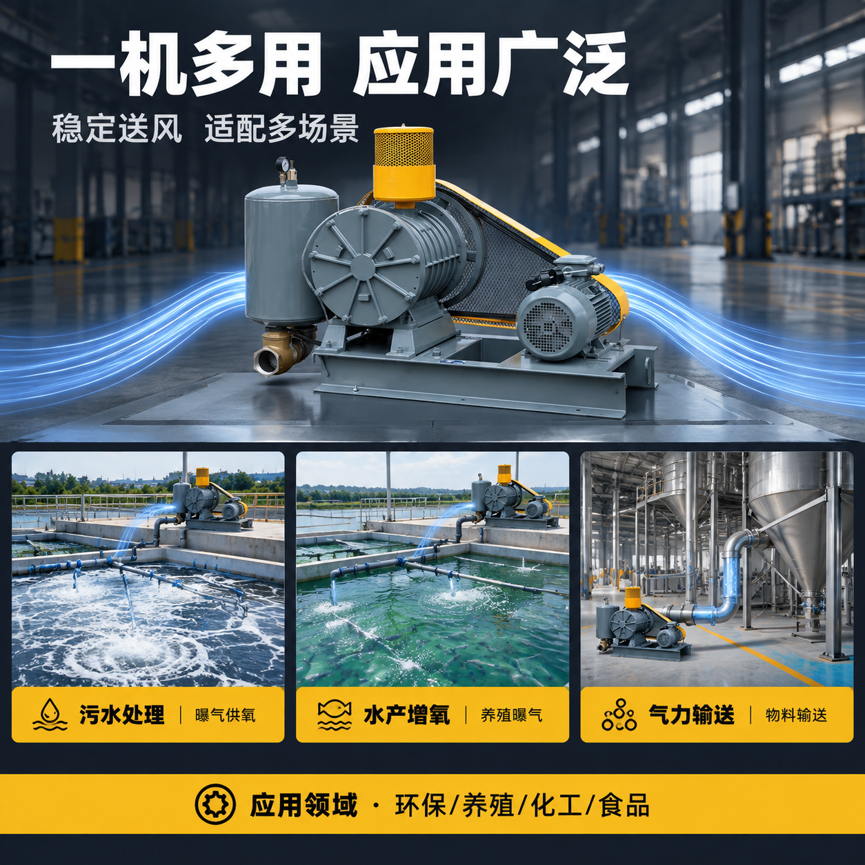 [主图-4] 罗茨鼓风机 应用场景图，目标回答“能用在哪”，展… - 图片创意预览