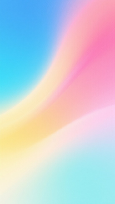 一张充满活力的渐变背景图，采用柔和的弥散光效果，色彩从左上角的明亮蓝色逐渐过渡到右上角的温暖粉红色，再向下融合为柔和的黄色和淡青色，整体色调明快清新，光线均匀柔和，色彩边缘自然模糊交融，营造出梦幻、轻盈且充满生机的氛围，没有明显的轮廓和实体元素，只有纯粹流动的色彩渐变。预览效果