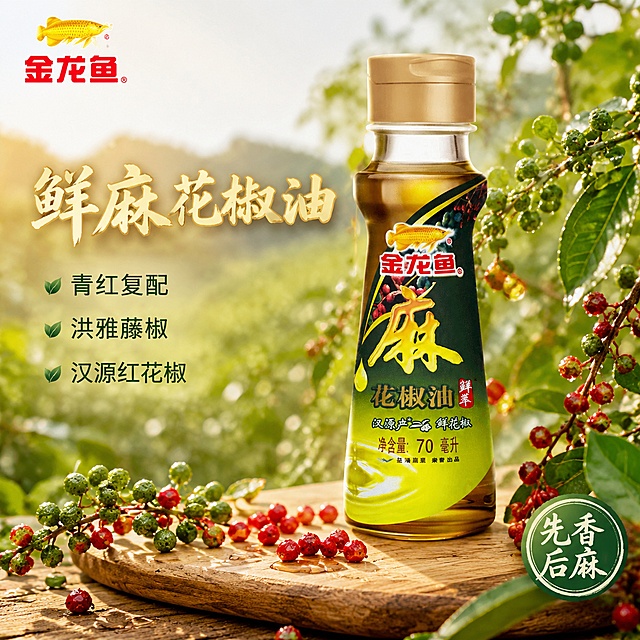 使用电商主图技能生成5张比例1:1的电商主图，适配平台为淘宝/天猫，商品为「图片1」，商品卖点为花椒油鲜麻，青红复配 洪雅藤椒与汉源红花椒复合萃取先香后麻