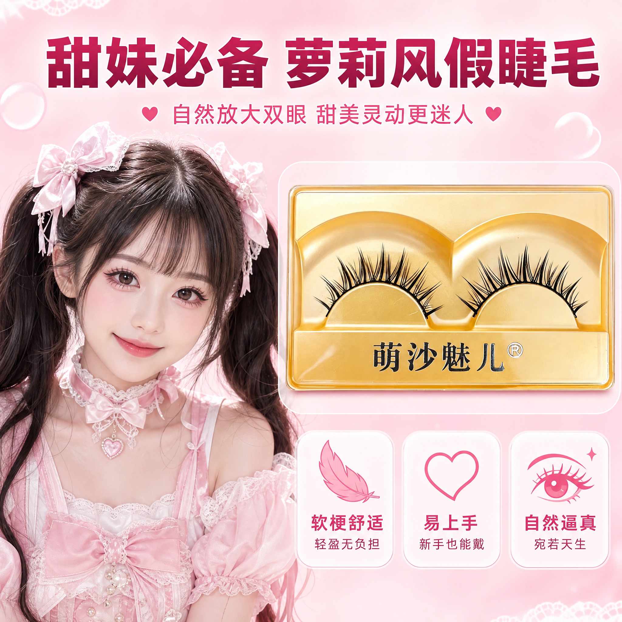 [主图-3] 萌沙魅儿甜妹萝莉妆假睫毛 款式效果与佩戴场景展示… - 图片创意预览