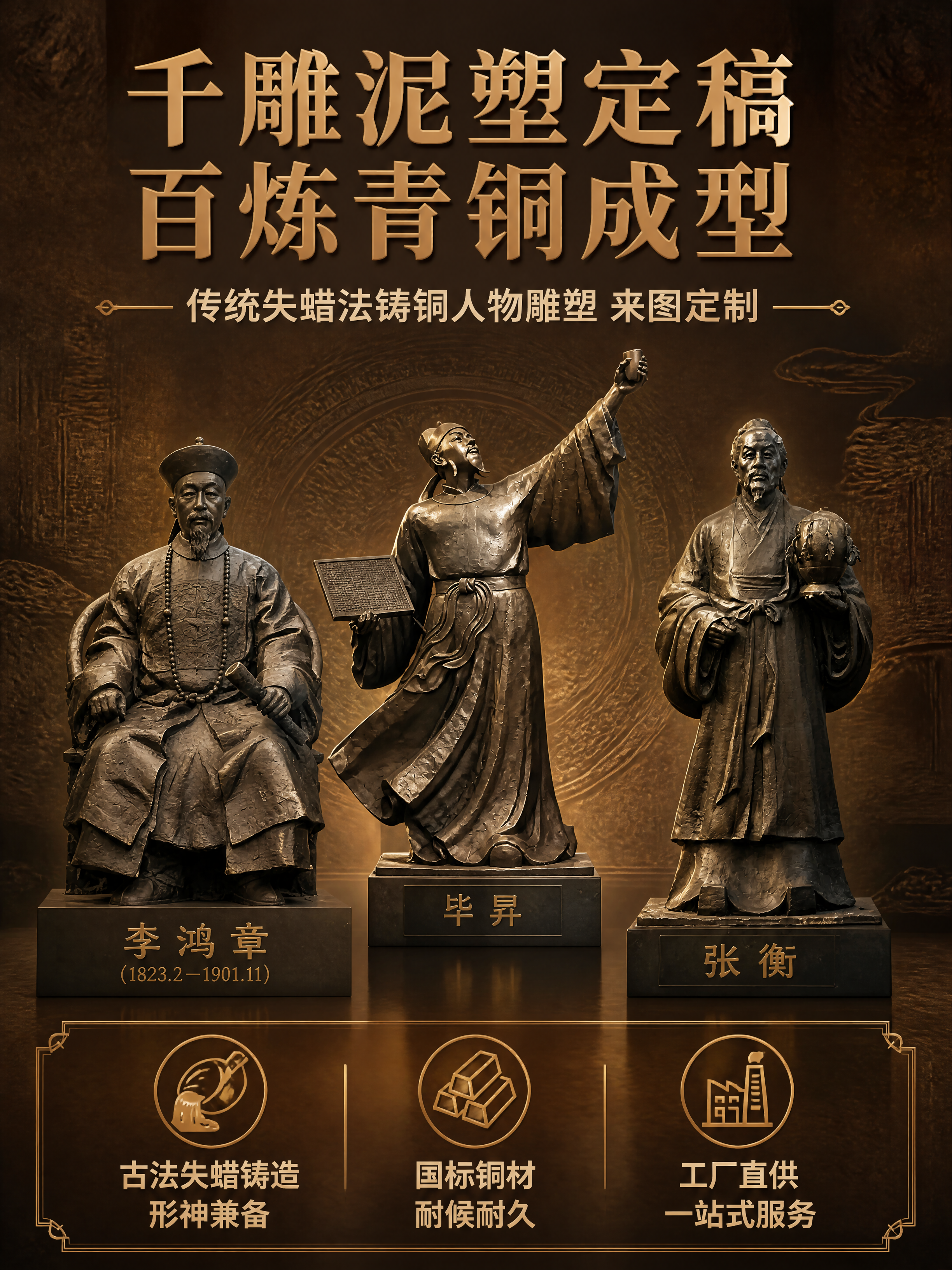 [商品] 使用【图2】李鸿章坐像铸铜雕塑、【图3】毕昇立式铜像… - 图片创意预览