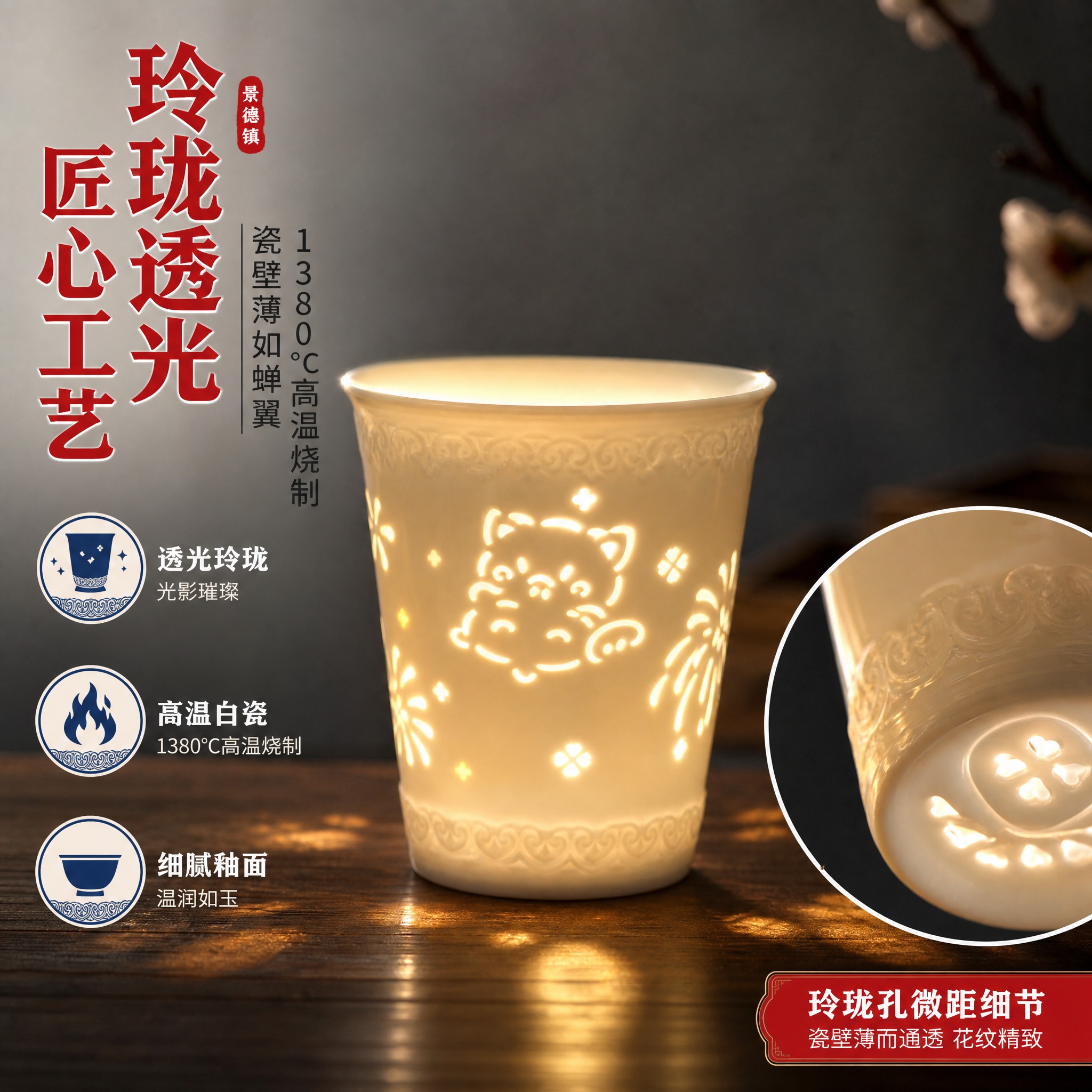 [主图-2] 核心亮点 玲珑透光工艺效果展示 证明产品独特价值… - 图片创意预览