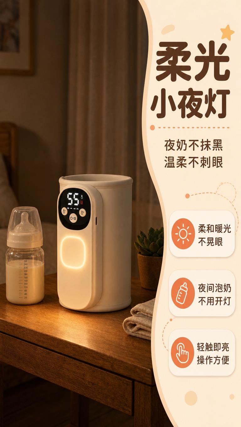 [商品] 使用【图2】米白色无线暖奶保温套+奶瓶场景；保留暖奶… - 图片创意预览
