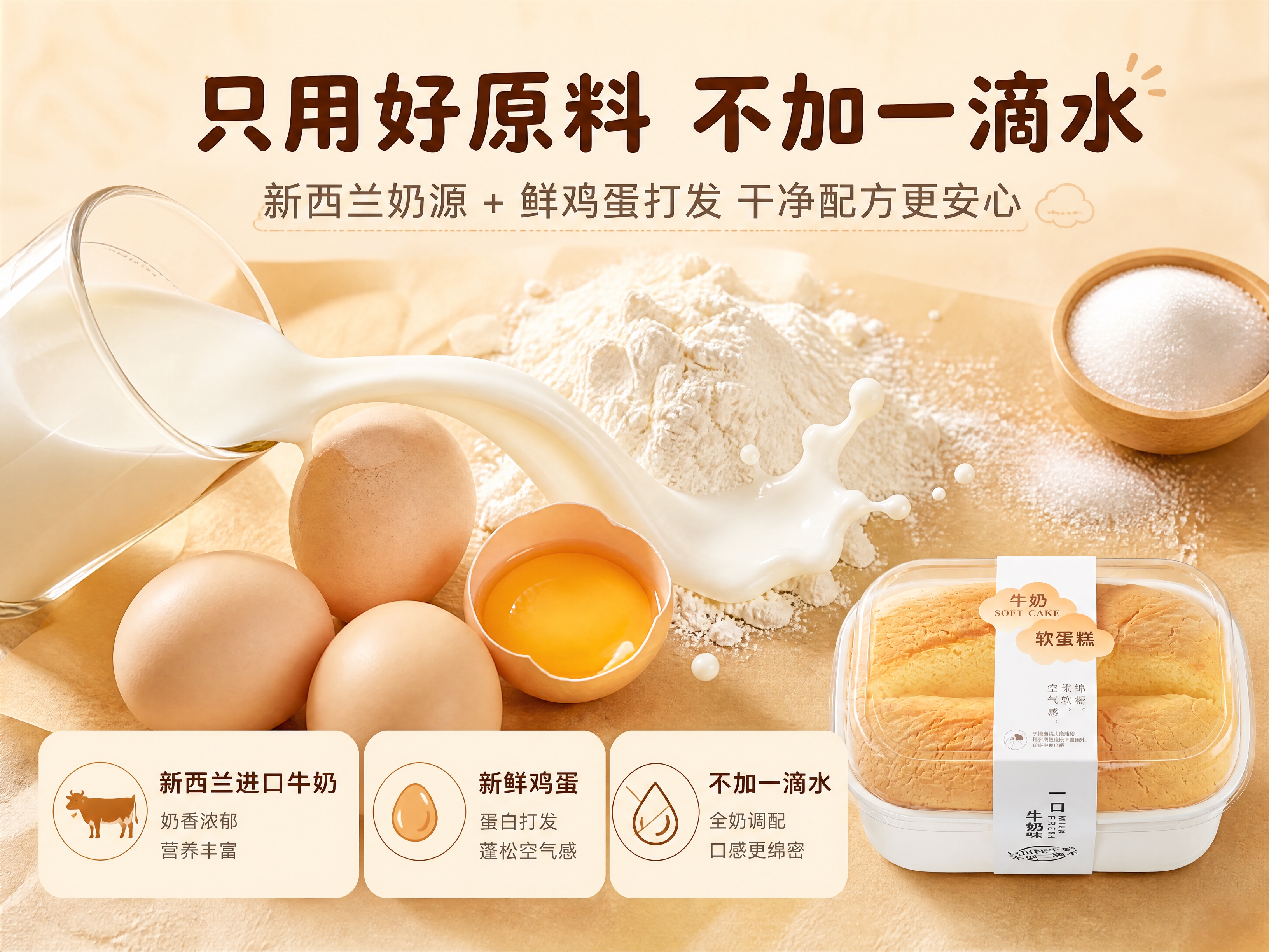 [商品] 使用【图1】新西兰牛奶味软蛋糕；保留蛋糕浅金黄色、蓬… - 图片创意预览