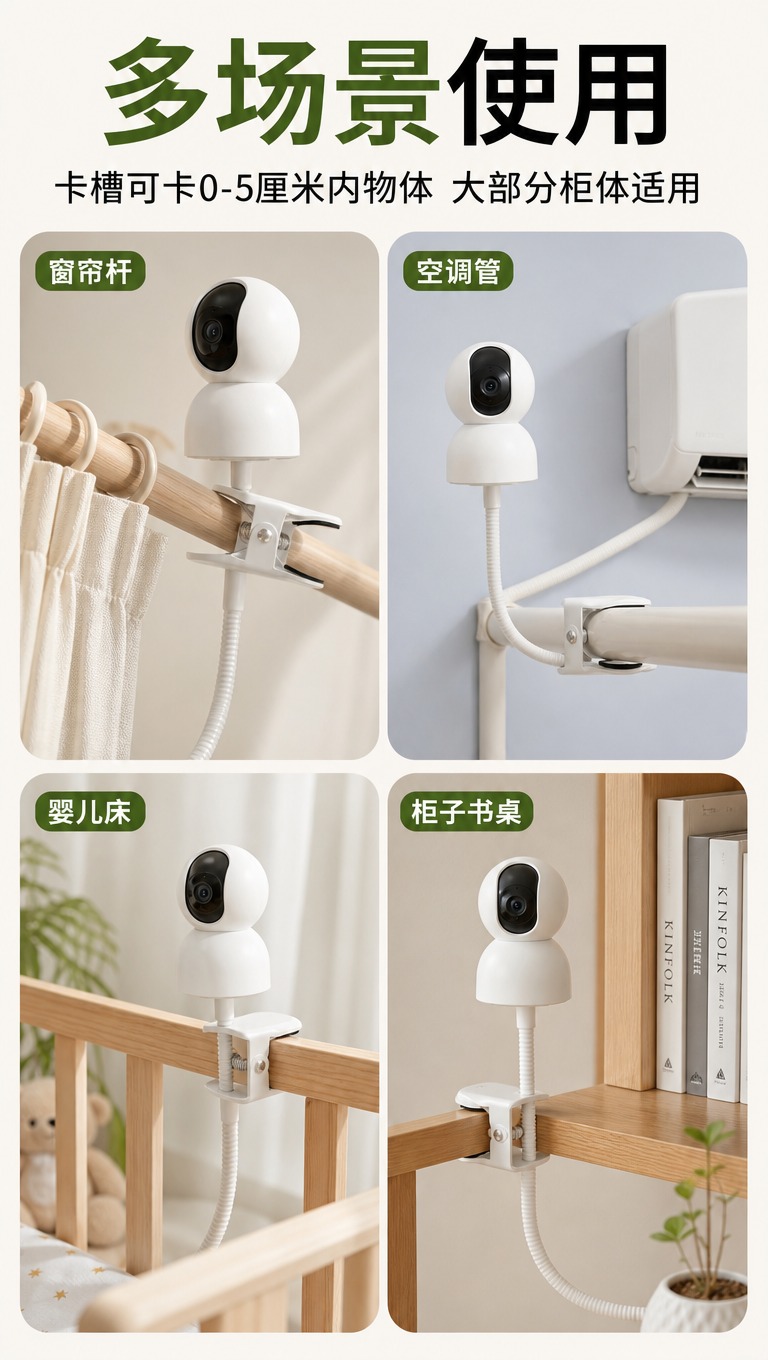 [商品] 使用【图1】白色金属夹子长颈监控支架；保留产品结构、… - 图片创意预览
