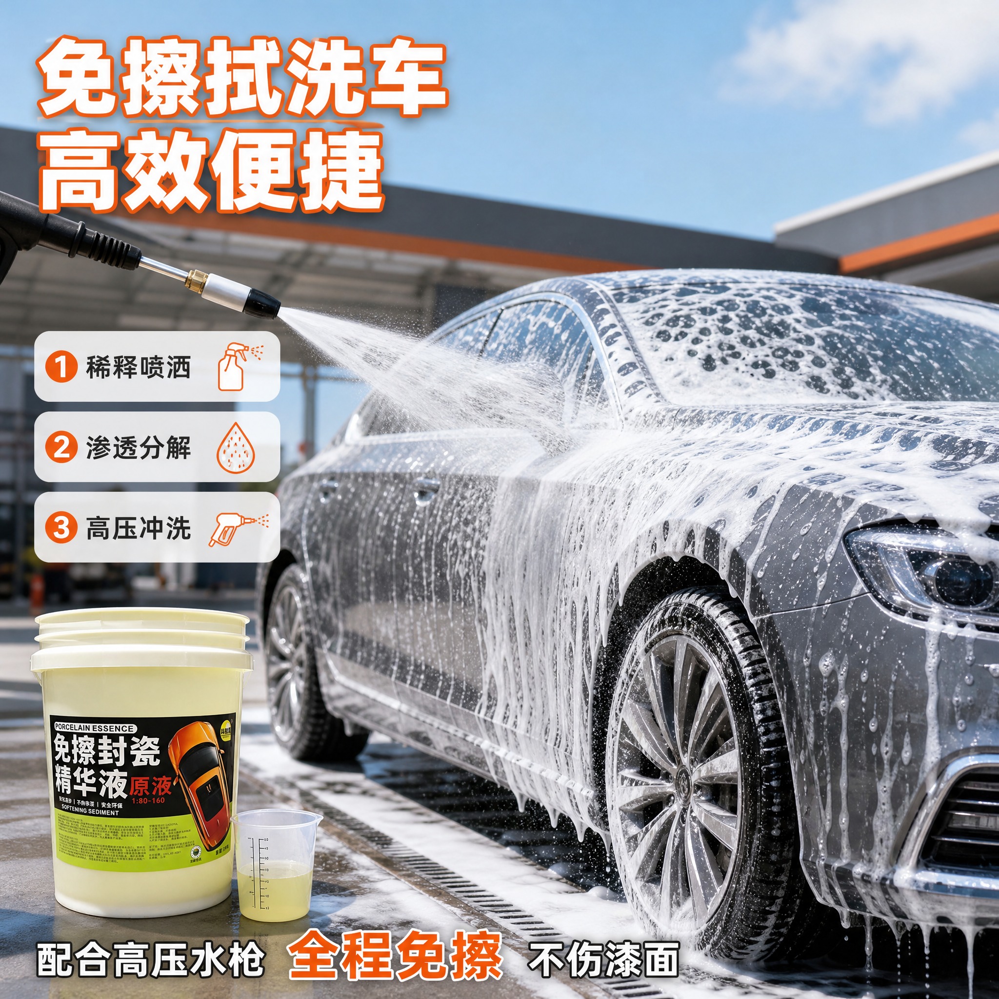 [主图-4] 使用场景 高压水枪免擦拭洗车流程 真实使用状态… - 图片创意预览