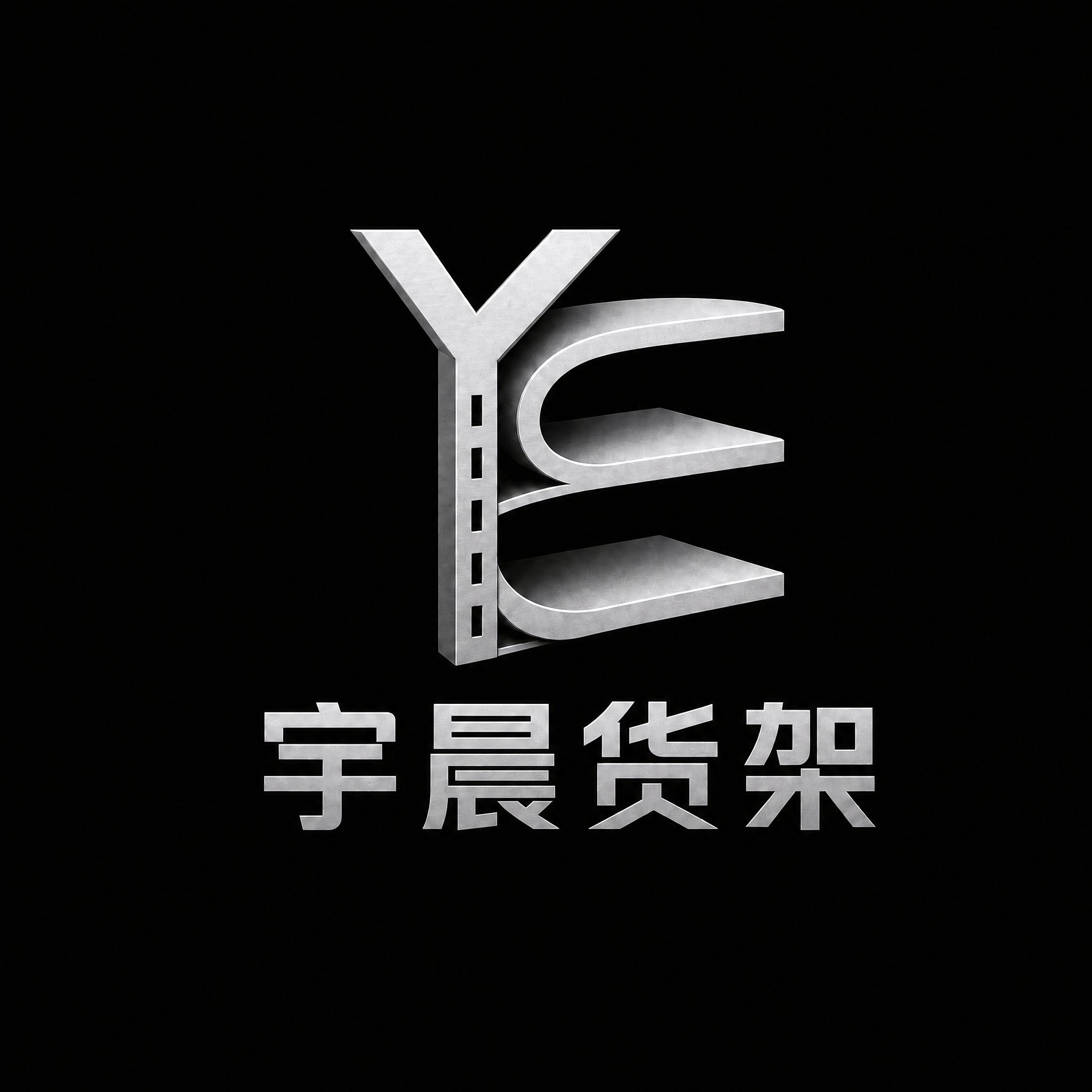 将图中的金色YC货架图形和"宇晨货架"文字全部改为白银金属色，… - 图片创意预览