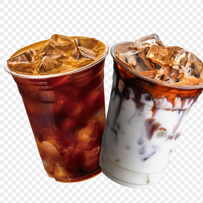 移除图片背景，保持两杯冰咖啡内容不变，保持整体美观协调预览效果