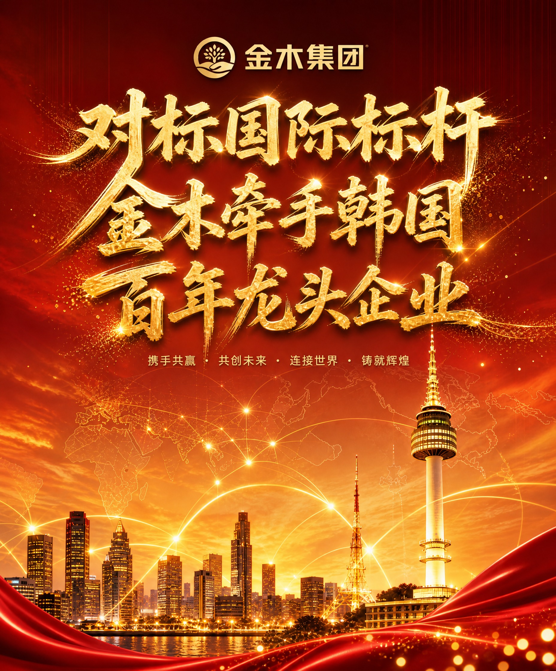 参照参考图的暖金色红调风格修改海报：整体色调改为暖金红渐变，天… - 图片创意预览