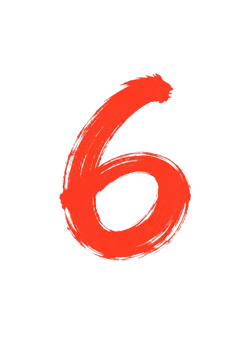 保持参考图中数字"6"的毛笔笔触风格、笔画形态和飞白纹理完全不… - 图片创意预览