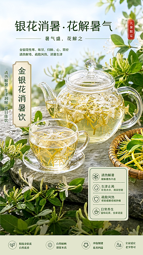 大暑夏日饮解暑海报