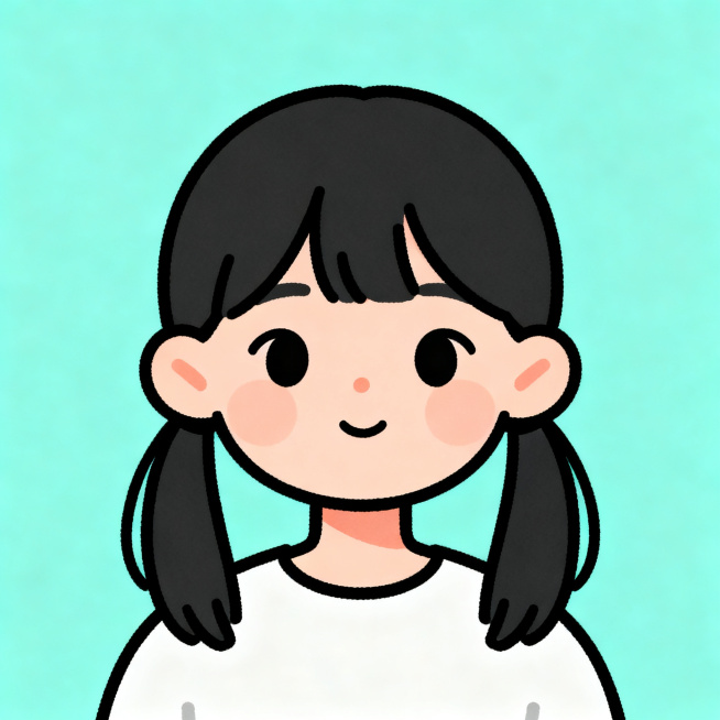 双马尾女孩的头像，扁平插画风格，线条简洁，色彩干净明快，人物造型卡通可爱，头像构图预览效果