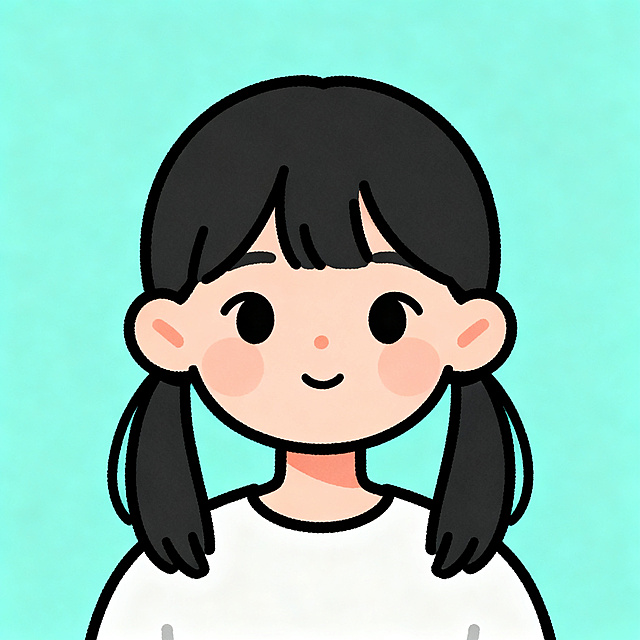 双马尾女孩的头像，扁平插画风格，线条简洁，色彩干净明快，人物造型卡通可爱，头像构图