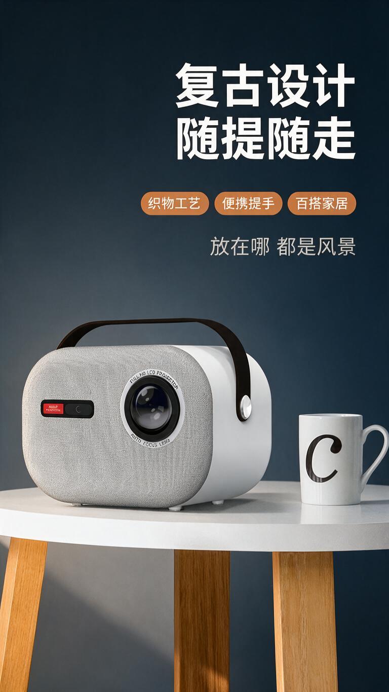 [商品] 使用【图2】【图1】T10复古便携投影仪：白色机身+… - 图片创意预览