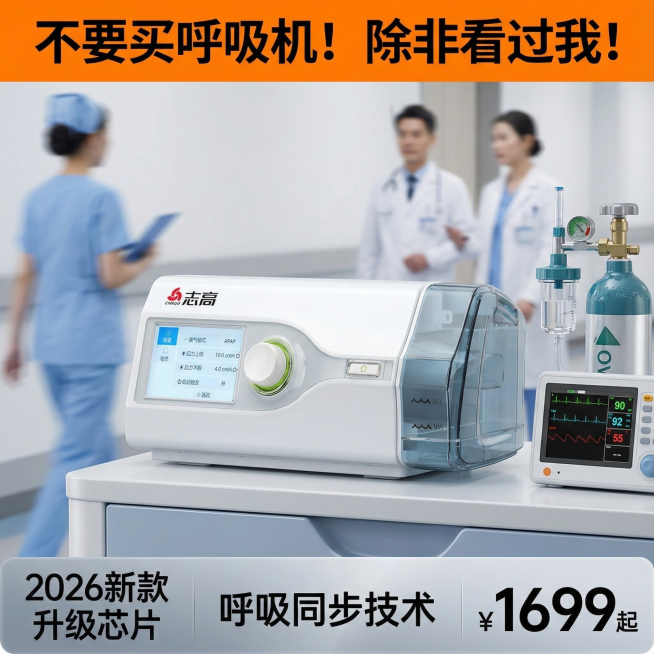 这是我的产品图。帮我生成5张天猫电商主图、5张直通车图。主图要求带场景性质；直通车图的图片形式不限，要求就是吸引眼球、超高点击率。主文案是：不要买呼吸机！除非看过我！副文案是：升级芯片 2026新款预览效果