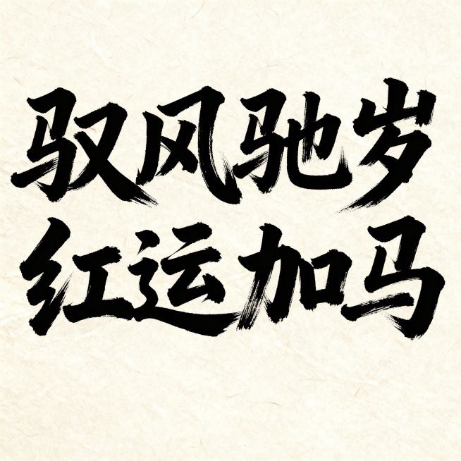 驭风驰岁 红运加马 手写体预览效果